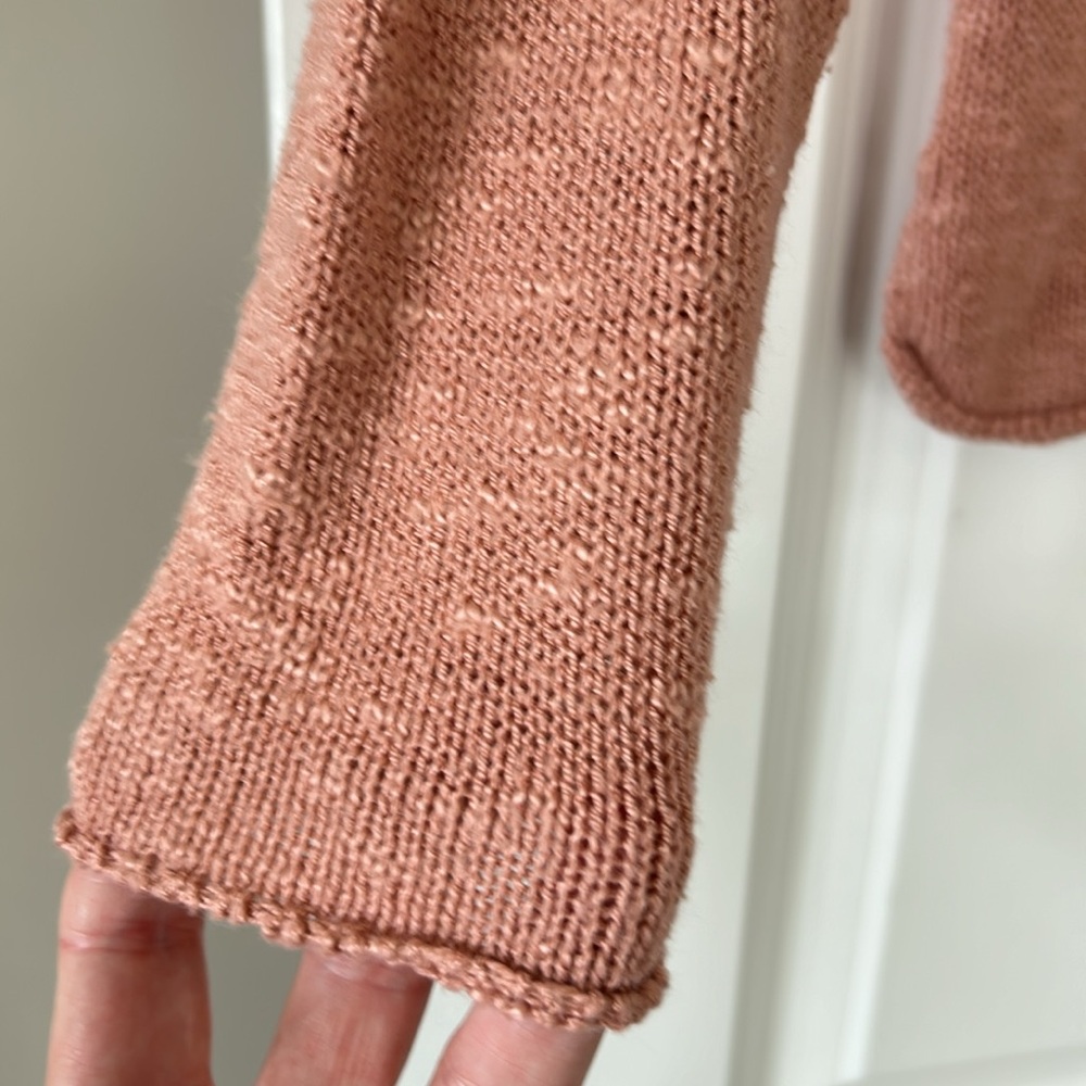Marled Dusty Rose "BEACH" Loose-Knit Acrylic Sweater Sz Small w MEASUREMENTS! - Picture 5 of 12